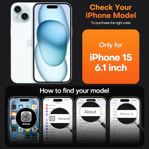 Image of TAURI for iPhone 15 Case, with Screen Protector, Black
