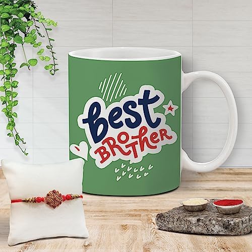 Click to enlarge The Purple Tree Rakhi for Brother with Mug and Card Hamper, Rakhi Gift for Brother, MR3