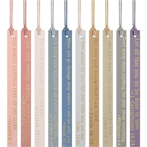 Skyygemm 10 Pcs Christian Bookmarks Christian Back to School Gifts for Women Leather Religious Bookmarks Handmade Bible Book Lovers Readers Female Church Book Club(Pastel)