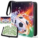 Album di raccolta carte da calcio, 400 carte da collezione, 4 tasche, 50 pagine, cartelline da calcio, carte da calcio, album da collezione, protezione laterale doppia, raccoglitore per carte di