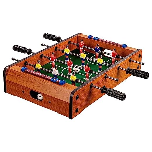 Maxstore Mini-Tisch-Kicker Tischfussball „Dundee“, helles Holzdekor, Maße: 51x31x8 cm, Gewicht: 2,6 kg, 4 Spielstangen, inkl. 2 Bälle