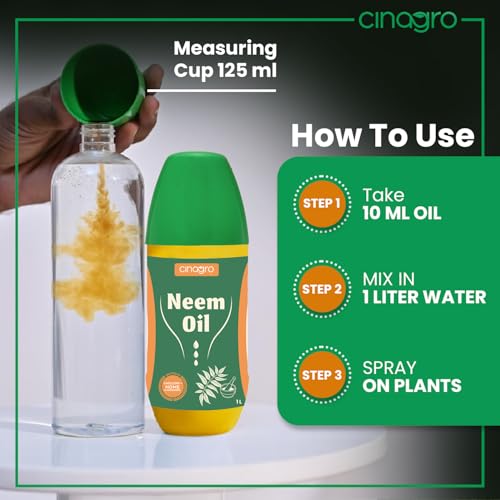 Image of Cinagro Cold Pressed Neem Oil Concentrate (1 Litre, Makes 240 Litre Spray) Organic, Water-Soluble, Plant Protector, Removes Mealybugs, Fungus & Insect Control for All Plants, Indoor & Outdoor Use