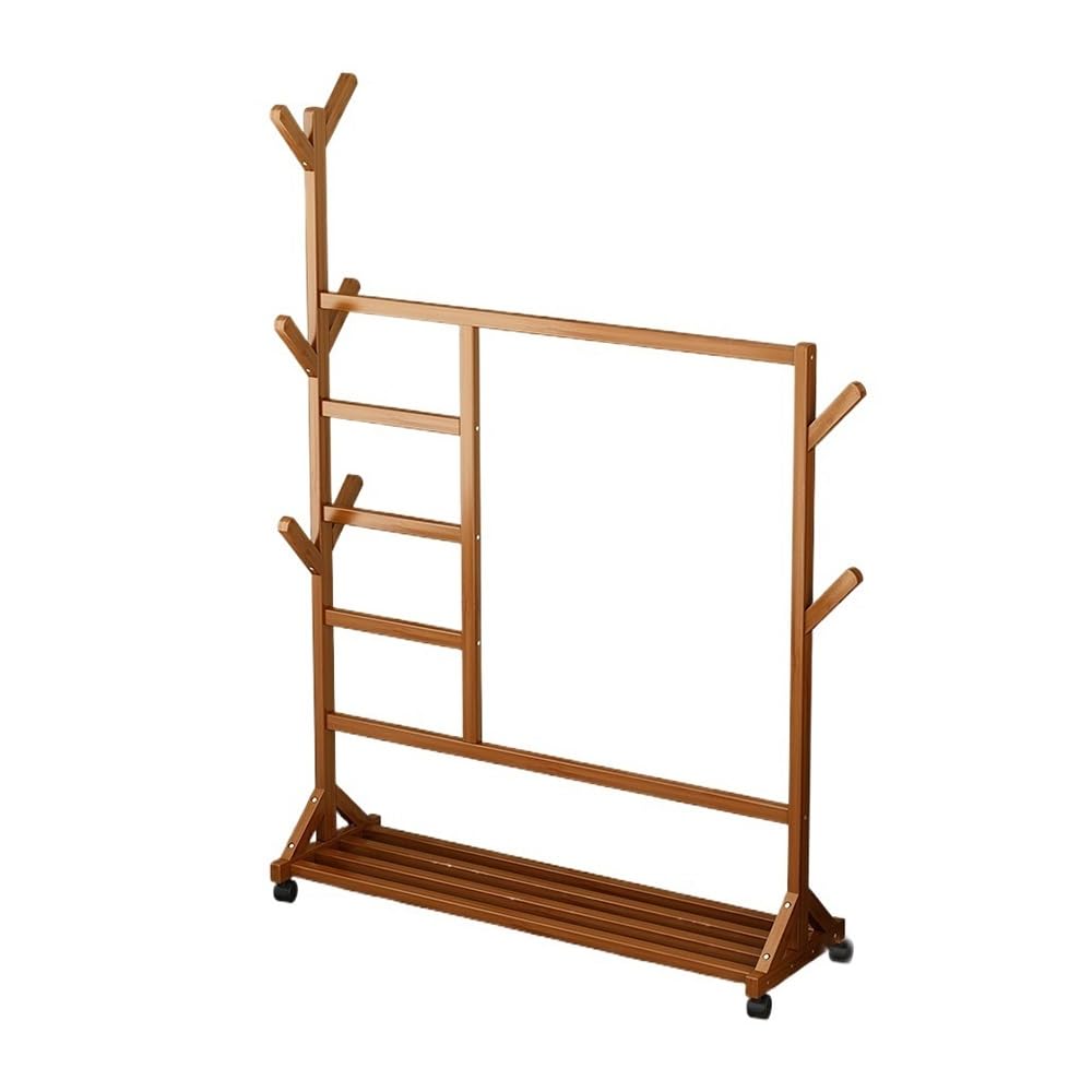 DFHS46JK Hat Rack Coat Rack Floor Bedroom Solid Wood Tree Branch Type Clothes Shoe Multifunctional Simple Storage for Office(Bruin)