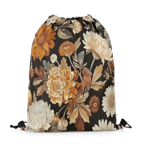 Image of jejeloiu Boho Floral Drawstring Backpack 13x15.7inch Botanical Flowers Tropical Leaves Waterproof Gym Drawstring Bags Modern Art Sports String Backpack Beach Swim Travel Bag Sackpack