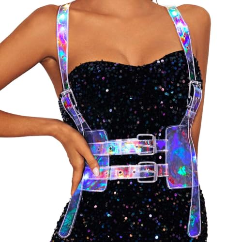 DRESBE Light Up Waist Harness Belt Laser LED Vest Glow Rave Body Accessories for Women