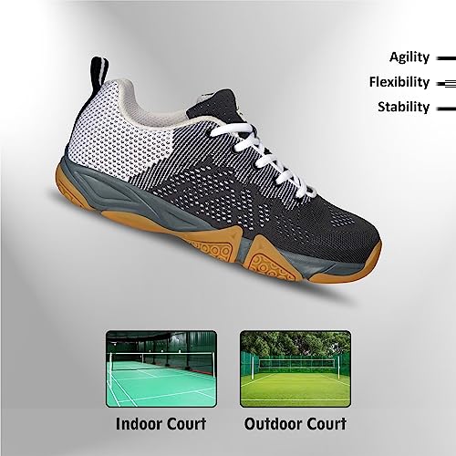 Image of Nivia Glister 2.0 Badminton Shoes for Men | Your Ultimate Companion for Superior Court Performance | Badminton Sports Shoes | Best Non Marking Court Shoes | (Grey /Orange /Red)