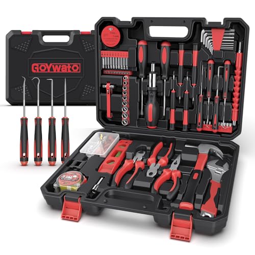 GoYwato Home Tool Kit Set - 205PCs Portable Complete Household Hand Repair Tool Set - Basic DIY Tool Box for Home with 165mm Pliers Set, Mini Ratchet Wrench & Socket Set, Hook & Pick Set GoYwato Home Tool Kit Set - 205PCs Portable Complete Household Hand Repair Tool Set - Basic DIY Tool Box for Home with 165mm Pliers Set, Mini Ratchet Wrench & Socket Set, Hook & Pick Set