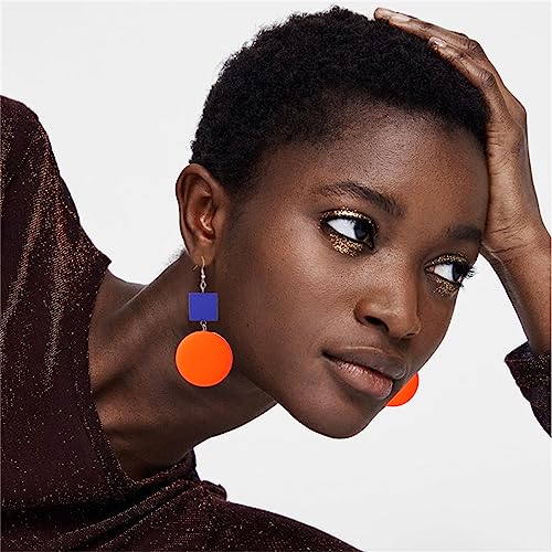 coadipress Wooden Earrings for Women Bohemian Yellow Square Green Round Disc Dangle Drop Geometric Studs Earrings Jewelry3