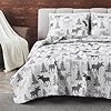 Lodge Bedspread FullQueen Size Quilt with 2 Shams Cabin 3 Piece Reversible All Season Quilt Set Rustic Quilt Coverlet Bed Set Wilderness Collection Moose Grey