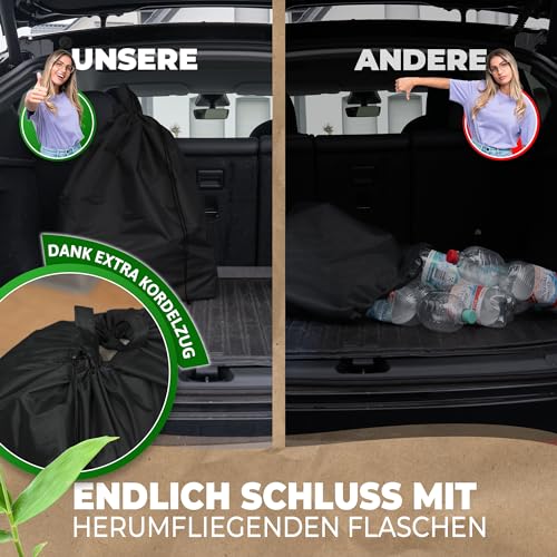 COTTARA® Pfandflaschen Sammelbehälter mit Deckel und Tragetasche | Pfandbehälter mit Loch | Ideal als Pfandflaschen Aufbewahrung Leergut Sammelbehälter Flaschensammler für Küche (Extra Innentasche)