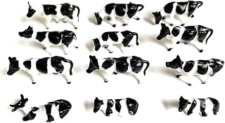 House Life 12pcs 1:87 Scale HO Gauge Model Railway Mixed Farm Animals Cows Mini Cute Cows Train Scenery Black