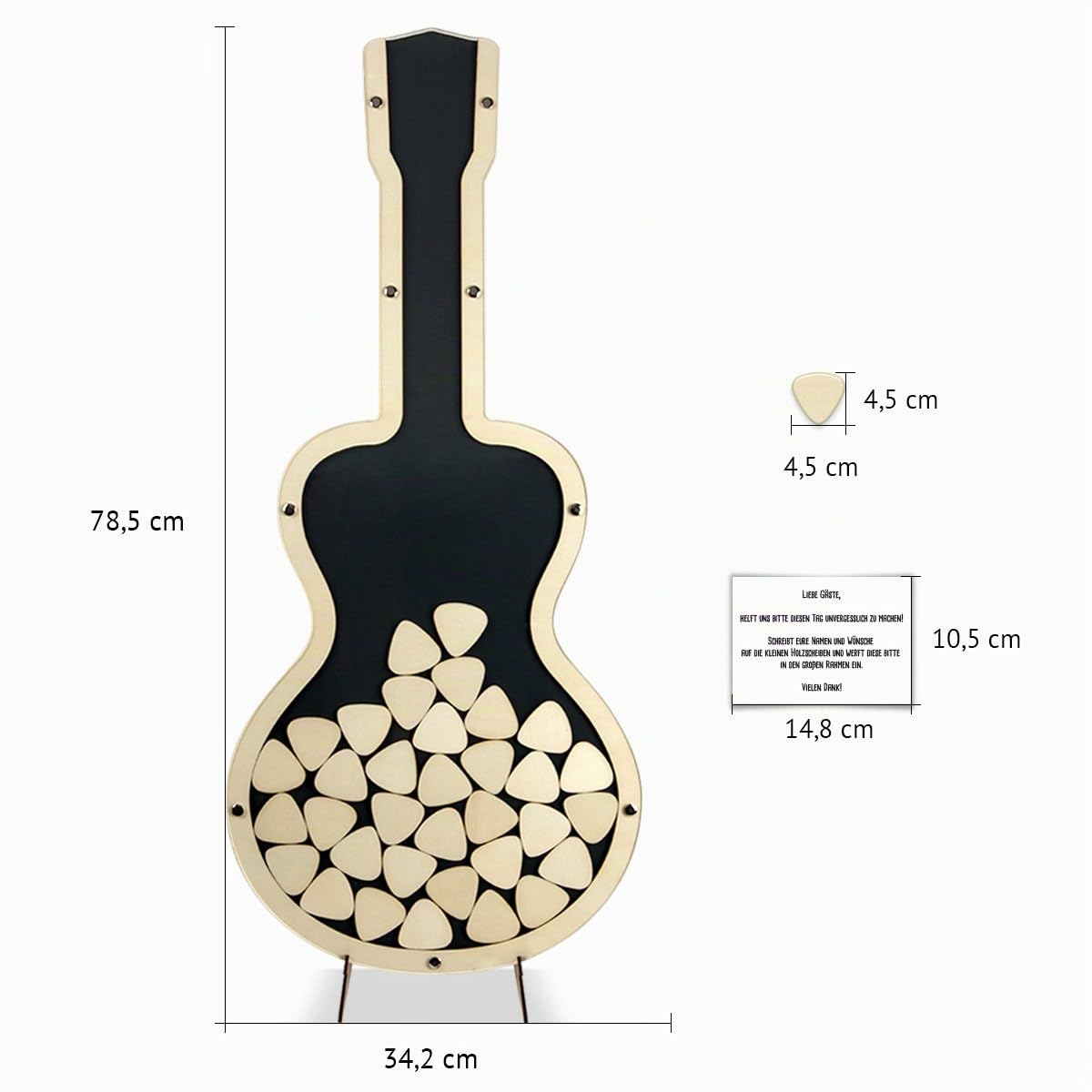 Gästebuch Alternative Hochzeit Geburtstag - Gitarre Anthrazit inkl. Holzplektren