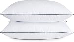 Puredown® Goose Feather Down Pillows, Bed Pillows for Sleeping, Hotel Pillows Queen Size 2 Pack with 100% Cotton Cover (Blue Edge, Queen)