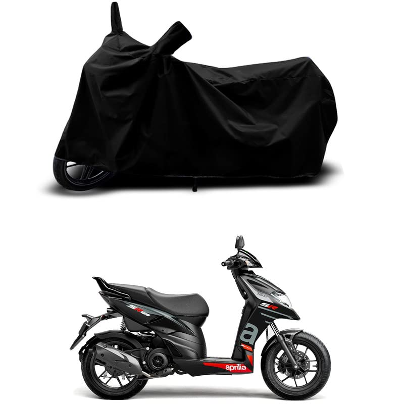 Image of 100% Scratchproof /UV-Rays /Heat Protection /Birds Dropping /Water Resistant /Dust Proof /Waterproof /Full Bike Scooty Two Wheeler Body Cover Compatible for Aprilia SR 160 STD All Varients[Black]