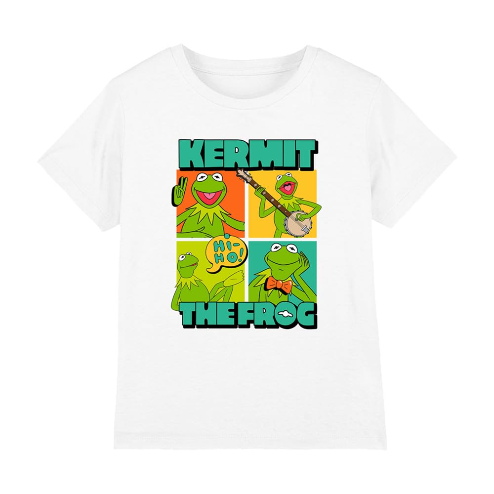Muppets Disney The Kermit The Frog Boxes Kids T-Shirt, White, 3-4Y