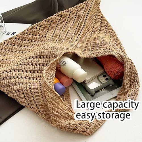 Bolso tejido de crochet para playa para mujer miniatura 2