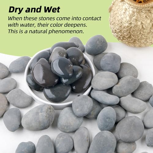 Image of 18LB River Rocks,Mexican Beach Pebbles for Plants,Potting,Garden Landscape Stone Paving Stone Grey 1Inch - 2Inch