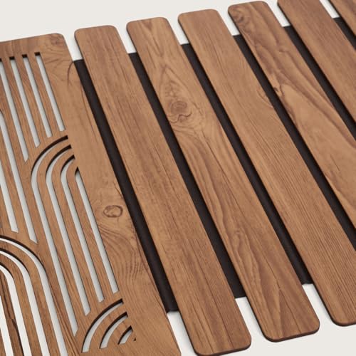 Image of HOME 360 Modern Slat Table Runner | Decorative Finish MDF Slats with Intricate Cut-Out Patterns | Rollable Table Centerpiece for Dining Room, Kitchen | (TAN 2, 14X72 INCH)