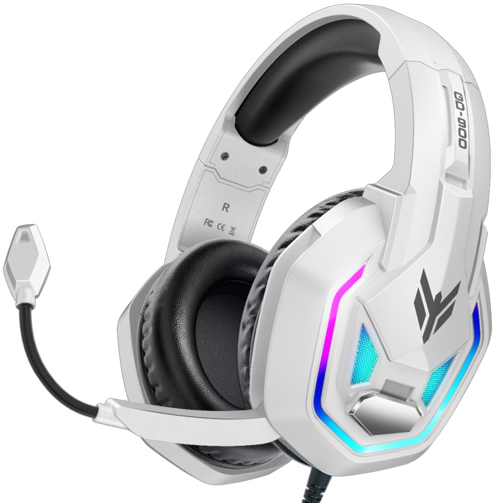YPBDAN RGB Wired Gaming Headset for PC PS5 Headphones with Noise Canceling Mic