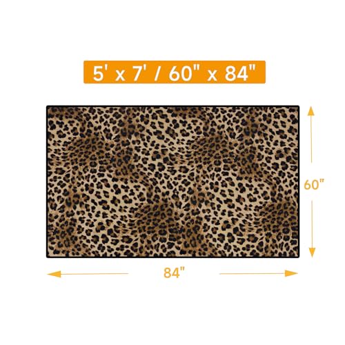 Tapete decorativo rectangular 5x7 con diseño de leopardo miniatura 2