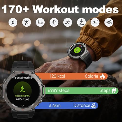 Image of Shyenah DM58 GPS Adventure & Sports Smartwatch - 1.43 HD AMOLED Display | 5ATM Waterproof, 170+ Sports Modes | Compass, Altimeter | 24H Sleep, HR, SpO2 & Stress Monitoring | 500mAh Battery(Black Band)