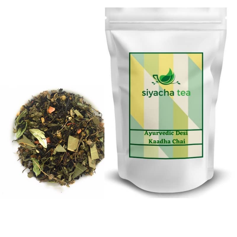 Image of Siyacha Tea Ayurvedic Kaadha Chai, Ayush Kwath Black Tea, Immunity Booster, Herbal Detox Beverage with 12 Super Food Spice Mix, For Cold, Fever, Improves Gut Health, 100 Grams