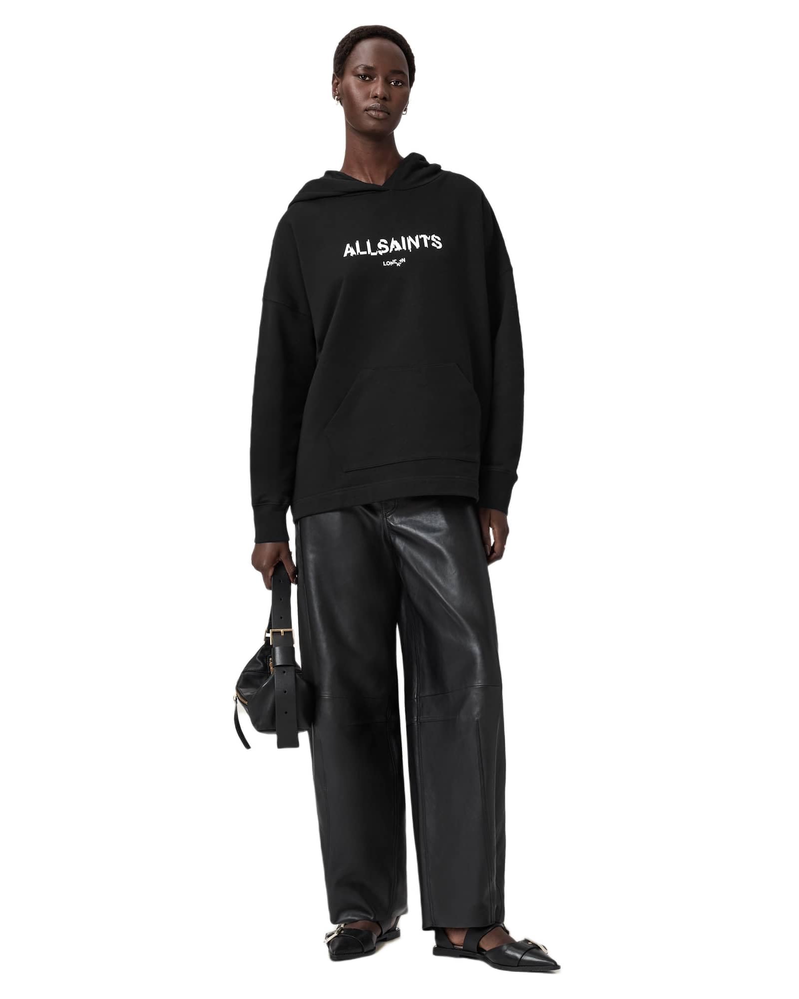 AllSaints Bluza z kapturem Static Etie, Czarny, L