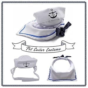 Namsan Pet Sailor Costume for Cats Small Dogs Halloween Cat Sailor Hat with Tie Collar Doggy Navy Outfit Cosplay Apparel  Cucciolini Doodles Namsan pet sailor costume for cats small dogs halloween cat sailor hat with tie collar doggy navy outfit cosplay apparel   cucciolini doodles