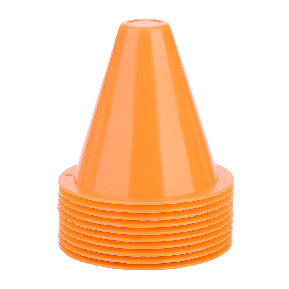Alomejor 10Pcs Cônes de Plastique Marqueurs d'Agilité pour Entraînement Vitesse Formation Patinage Sports Orange