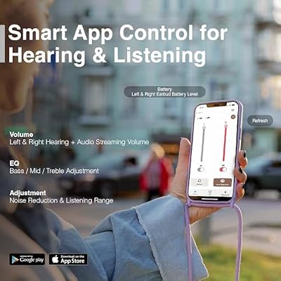 F1-P Bluetooth OTC Hearing Aids for Seniors & Adults with Hearing Loss, Smart App for Personalized Sound, AI Voice Enhancement & Noise Cancelling, Invisible Rechargeable Design, 30H Battery