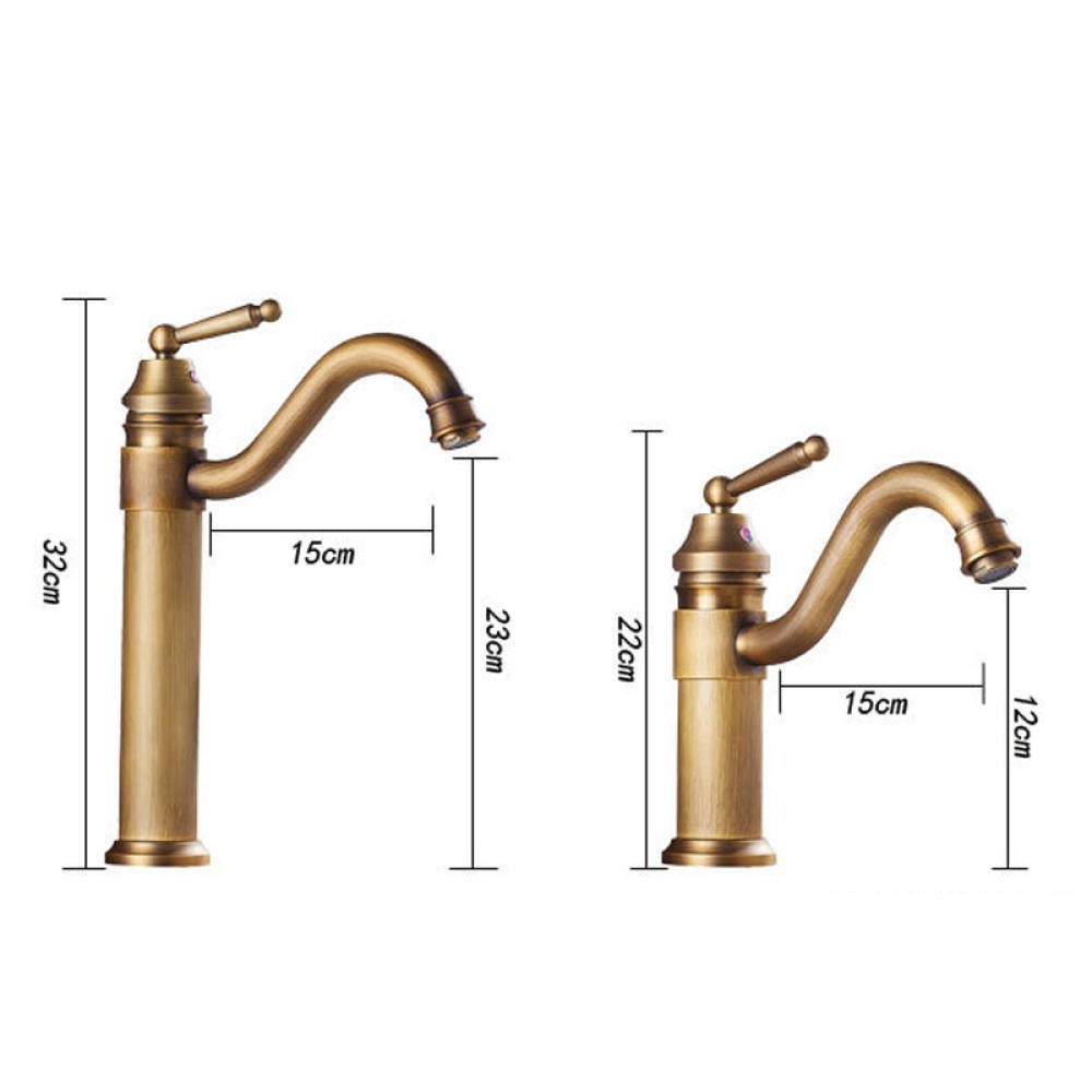 Keuken Sink Mixer Kranen Vintage Antieke Keuken Kraan, Warm en Koud Roterende Badkamer Wastafel Kraan, Gesneden Wastafel Mixer Tap, Totaal Messing Keuken Mixer Eenvoudig te Installeren