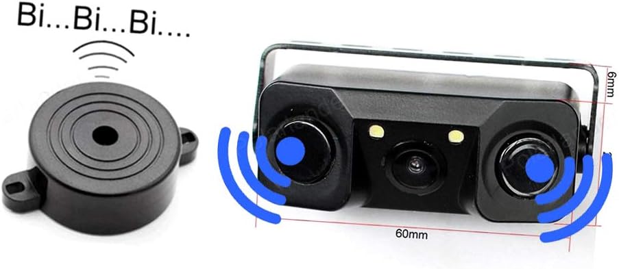 Car Parking Assistant System Kit,5" Color TFT LCD Car Video Mirror Monitor with 3 in 1 Car Rearview Camera with 2 Radar Detector Sensors Car Back-up Camera