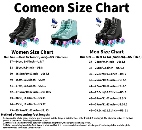 Comeon Roller Skates For Women Pu Leather Roller Skates High-Top Leather For Beginners Teens For Woman,Girls And Boys,Adult (Pink Crystal,Flash Wheel,260/Uk7/Eur40) #TOP1