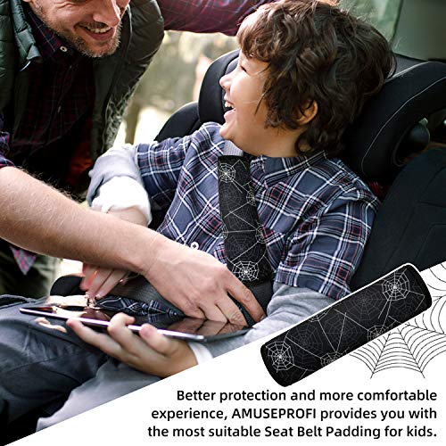 Image of Spider Seat Belt Cover for Kids, Seat Belt Pad for Boys, Car Seat Straps Shoulder Pads for Kids, Kid's Seat Belt Cushion, Shoulder Strap Pad, 1 Piece(Black)