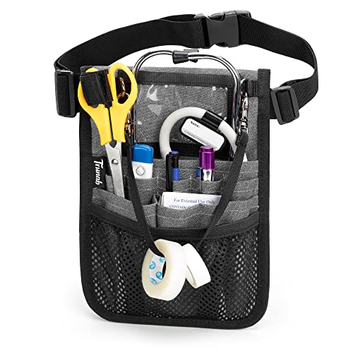 Trunab Krankenschwester Gürteltasche, mit Mehreren Taschenfächern, für medizinisches Zubehör wie Schere, Klebeband, Stethoskop, Thermometer, Stilltasche,Grau