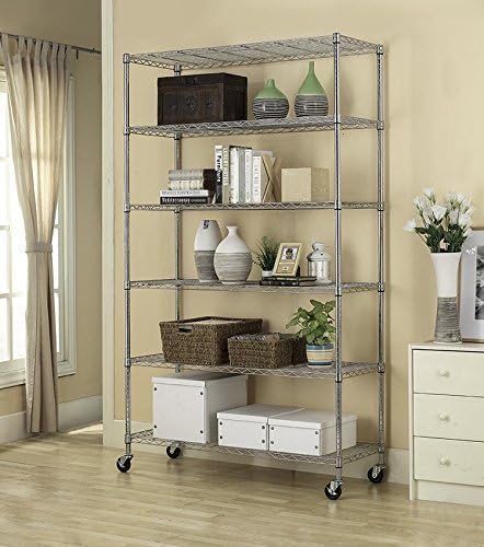 82"x48"x18" Commercial 6 Tier Adjustable Wire Shelving Metal Layer Shelf Rack (Chrome)