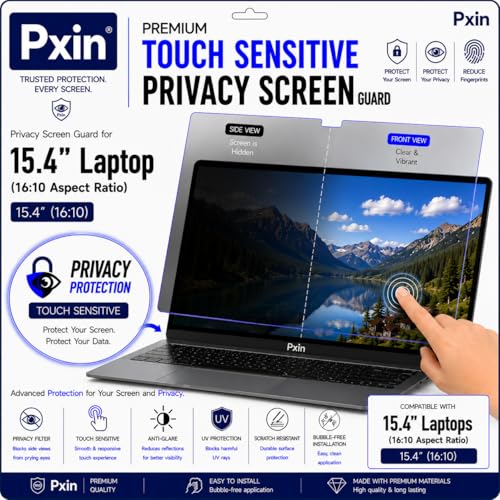 Image of Pxin Aura | 15.4 Inch (16:10) | Touch Sensitive Privacy Screen | Anti Blue | Anti Glare | UltraThin for Hyper Touch | Anti UV | Privacy Filter compatible with HP /Dell /Lenovo /Asus /Acer