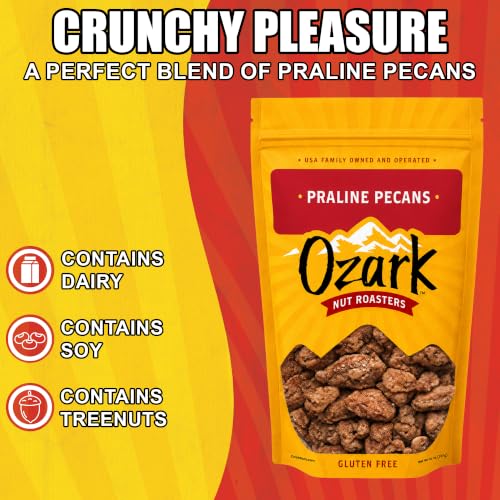 Image of OZARK NUT ROASTERS, Praline Pecans, Sweet & Creamy French-Inspired Gourmet Snacks, World-Class Gourmet Candied Nuts, Resealable Pack (14 oz)