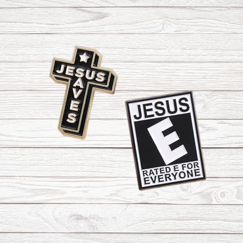 Image of 2pcs Jesus Cross Pin,Hat Jacket Enamel Pins Jesus Pins for Backpacks Jesus Saves Lapel Pin i Love Christian Pins for Backpacks Decoration Cross Brooch For Women