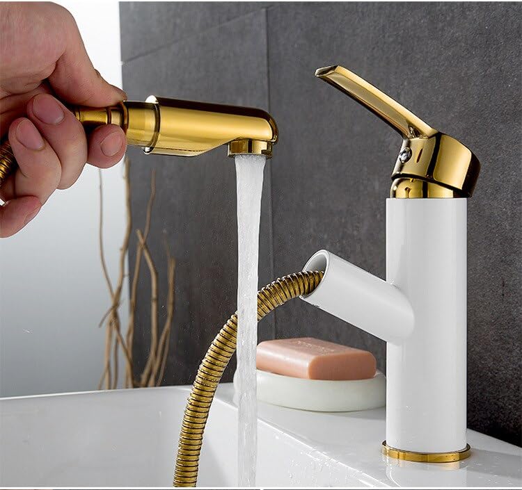 Robinet de lavabo rétractables en laiton et chrome noir pour salle de bain contemporaine