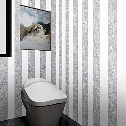 Stickyart Silver Wallpaper Border Self Adhesive Sparkle Wall Borders Peel And Stick Removable Glitter Fabric Wallpaper Border Decorative Bedroom Living Room Walls Crafts Bulletin Boards 3.94"X160" #TOP2