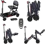 Automatic Folding Mobility Scooter, 26 KG Lightweight, Auto Folding Travel Scooter, Mobility Chair, Magnetic Brakes, Aluminium Frame, 180W Brushless Motor, Arm Rest, 20 KM Removable Battery, Remote