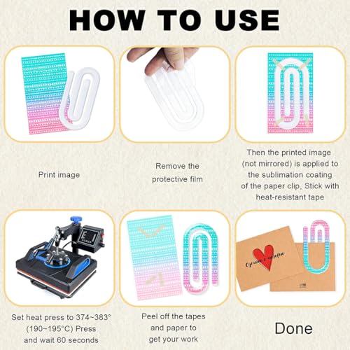 IKEEYUIS 10 peças de transferência de calor diy com clipes de papel de sublimação acrílica, conjunto