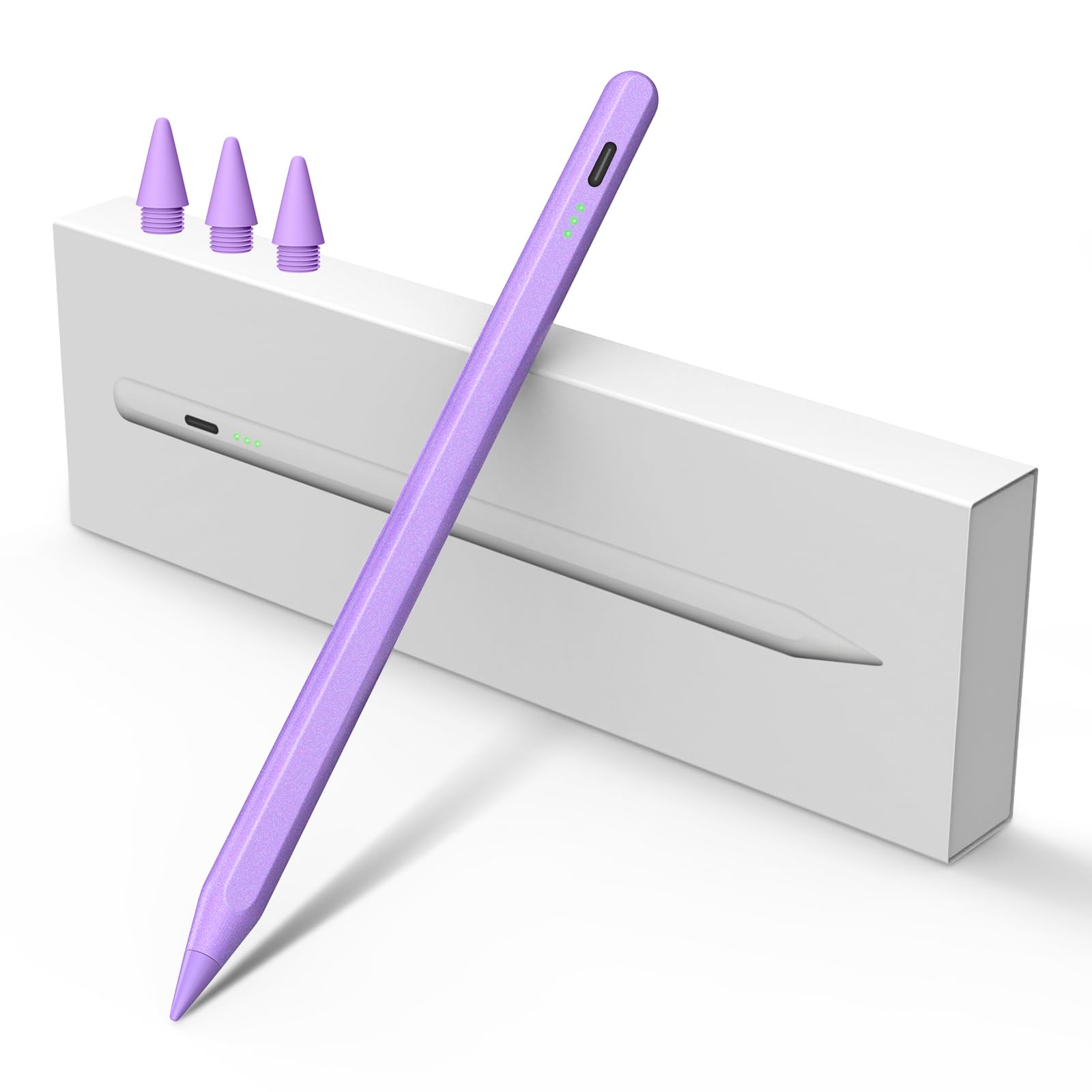 Stylus Pen for iPad W/Palm Rejection Tilt Sensitivity,13Mins Fully Charged,MEKO Active Apple Pencil Compatible W/iPad 6/7/8/9/10,Pro12.9&11"/M4,Air3/4/5/6,mini5/6-PurpleCarbonfree Certified