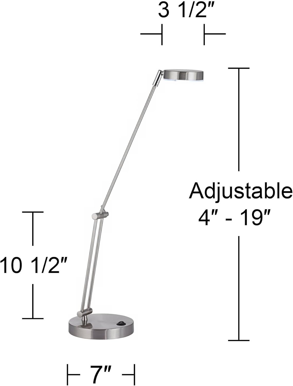 360 Lighting Jarrett 19" High Small Modern Desk Lamps Set of 2 Adjustable LED Silver Satin Nickel Finish Metal Shade Home Office Living Room Bedroom Bedside Nightstand House Reading Kitchen