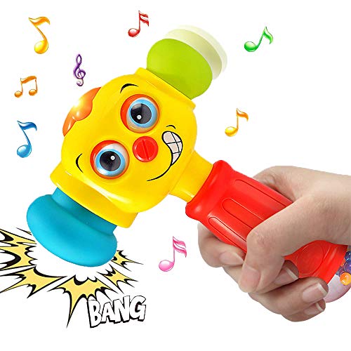 Style-Carry Musical Light Hammer Baby Toys - Funny Changeable Eyes Hammer Toy for 12 Months Up 1 2 3 Years Old Infant Toddler Boys Girls Presents Gifts