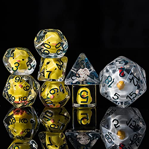 cusdie Set di 8 dadi poliedrici per DND, riempiti con animali, per giochi di ruolo, Dungeons and Dragons, dadi di D & D (8 pezzi)