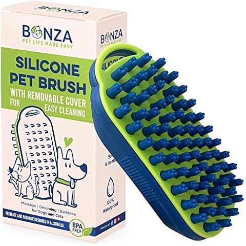 Bonza - Cepillo de masaje y aseo para mascotas con pelo medio a largo Cover