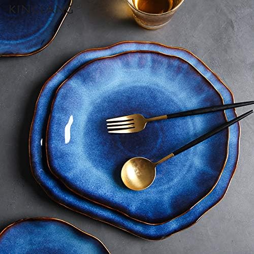 Nordic Ceramic Household Pottery Irregular Salad Platter Klin Glaze Dinner Plat Plate-Set of 4