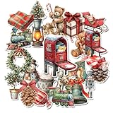20 Handmade Vintage Christmas Stickers Glossy Stickers for Journals, Scrapbooks, Laptops & Crafts
